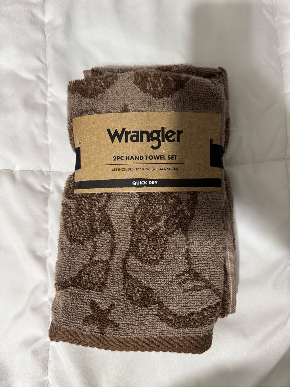 Wrangler Cowboy Boot Brown Hand Towel - 2pc Set